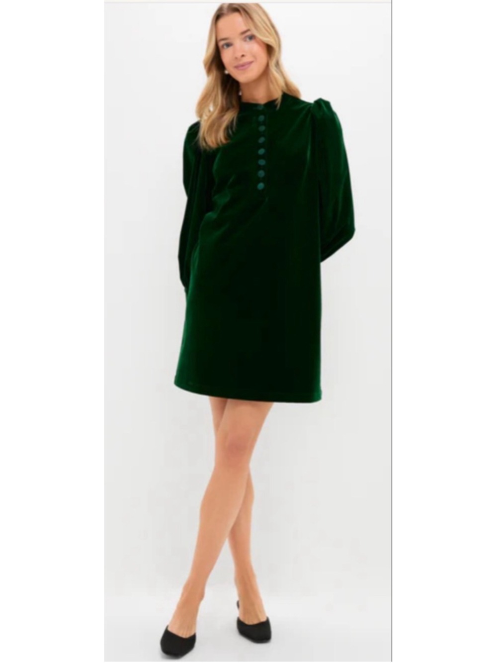NWT Tuckernuck Pomander Place Hunter Green Velvet Samantha Mini Dress M - Picture 6 of 8